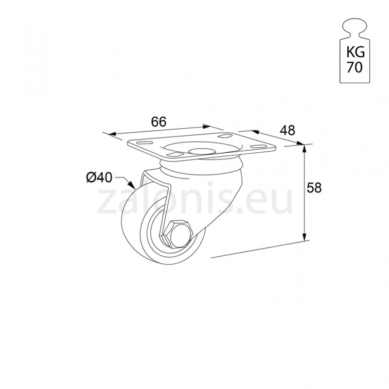 HEAVY DUTY ROTATING CASTER D.40